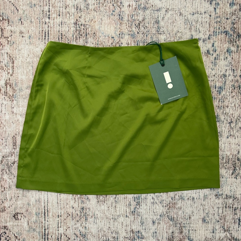 Daily Drills Silky Mini Skirt in Olive - Size S